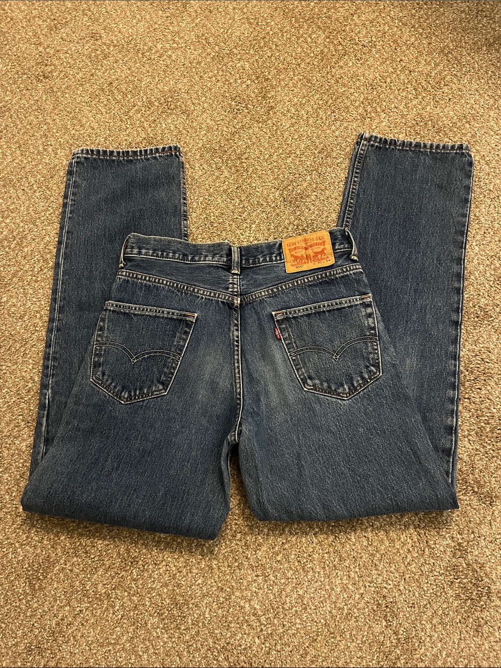 Levi's Women's Dark Blue Straight Jeans listed as womans due to zipper/button
